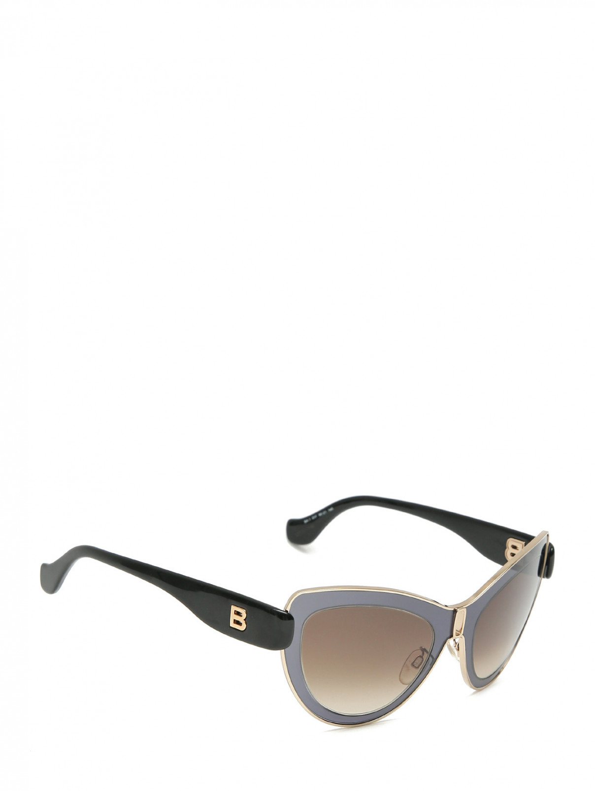 Очки солнцезащитные с металлической фурнитурой Balenciaga  –  Обтравка1  – Цвет:  Черный