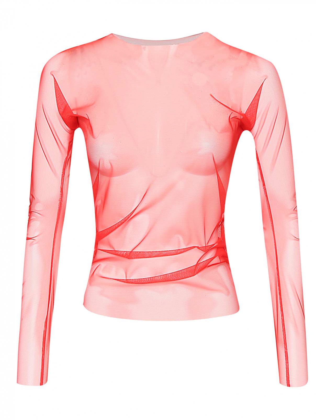 Прозрачная блуза из сетки Maison Margiela  –  Общий вид  – Цвет:  Красный