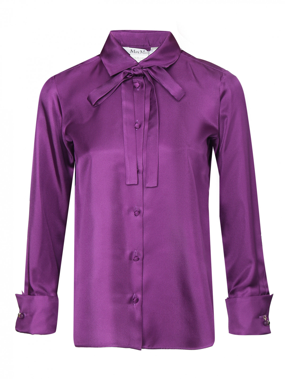 Блуза из шелка с бантом Max Mara  –  Общий вид  – Цвет:  Фиолетовый