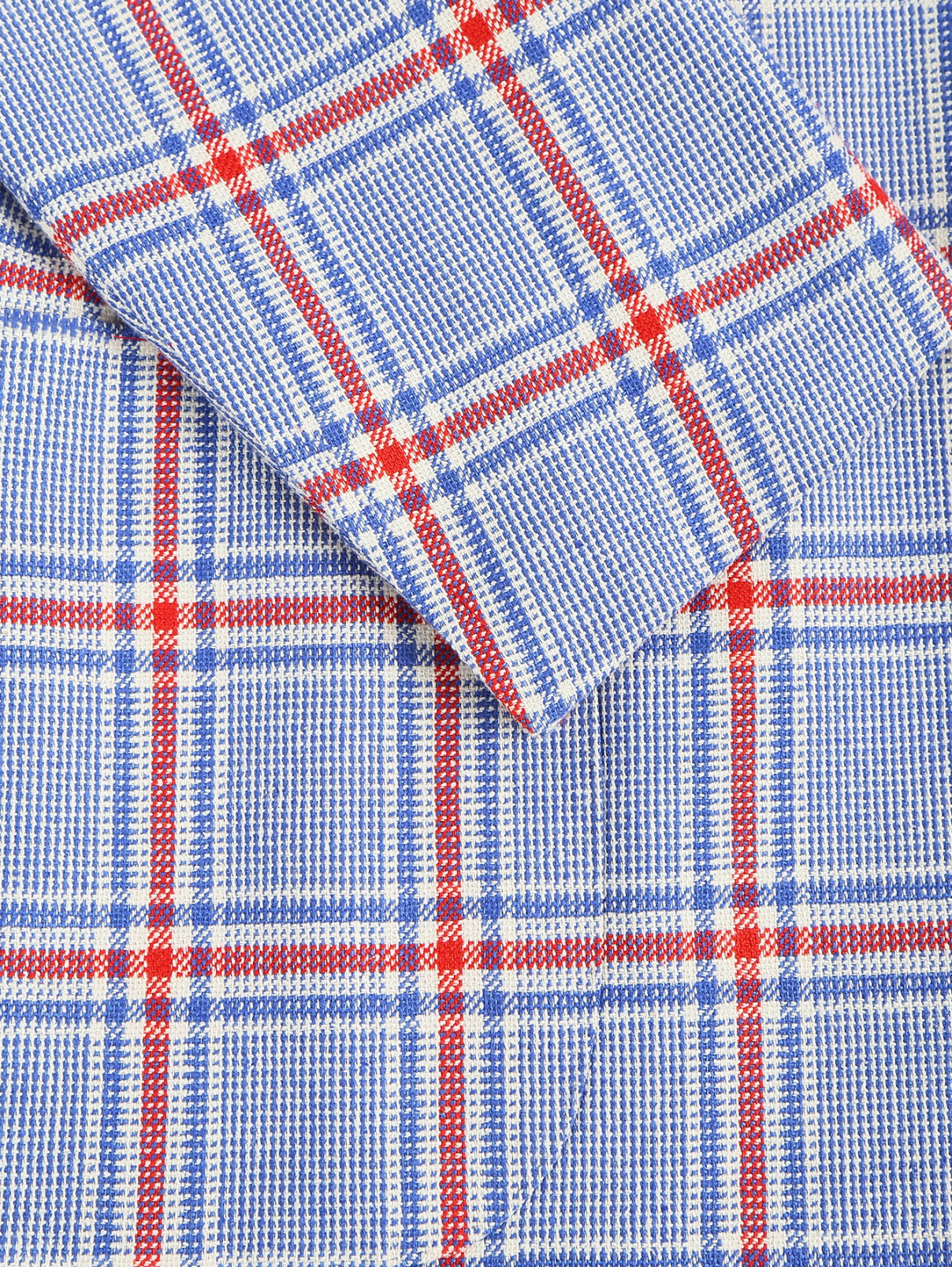 Пиджак однобортный из шерсти и шелка с узором "клетка" Isaia  –  Деталь  – Цвет:  Синий