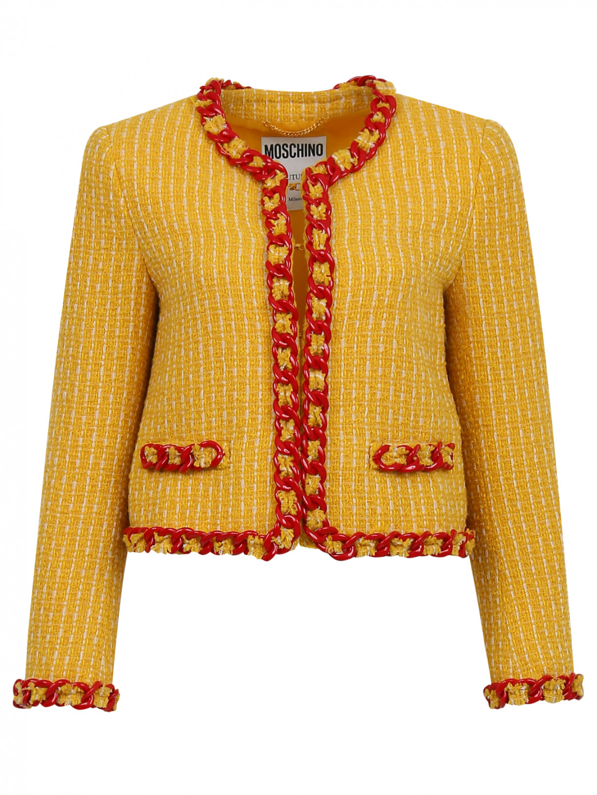 Жакет из шерсти с декором Moschino  –  Общий вид  – Цвет:  Желтый