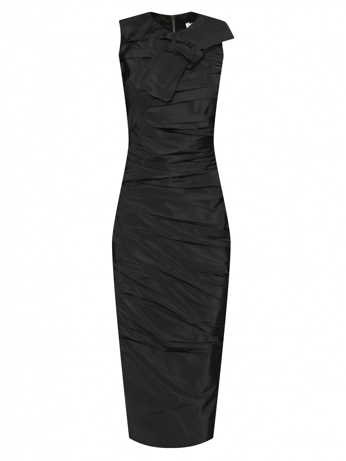 Платье-макси комбинированное на молнии Max Mara  –  Общий вид  – Цвет:  Черный