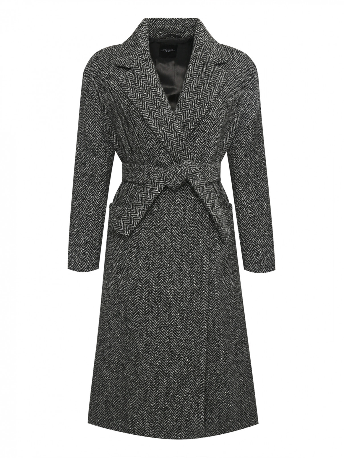 Двубортное пальто из шерсти с узором Weekend Max Mara  –  Общий вид  – Цвет:  Узор
