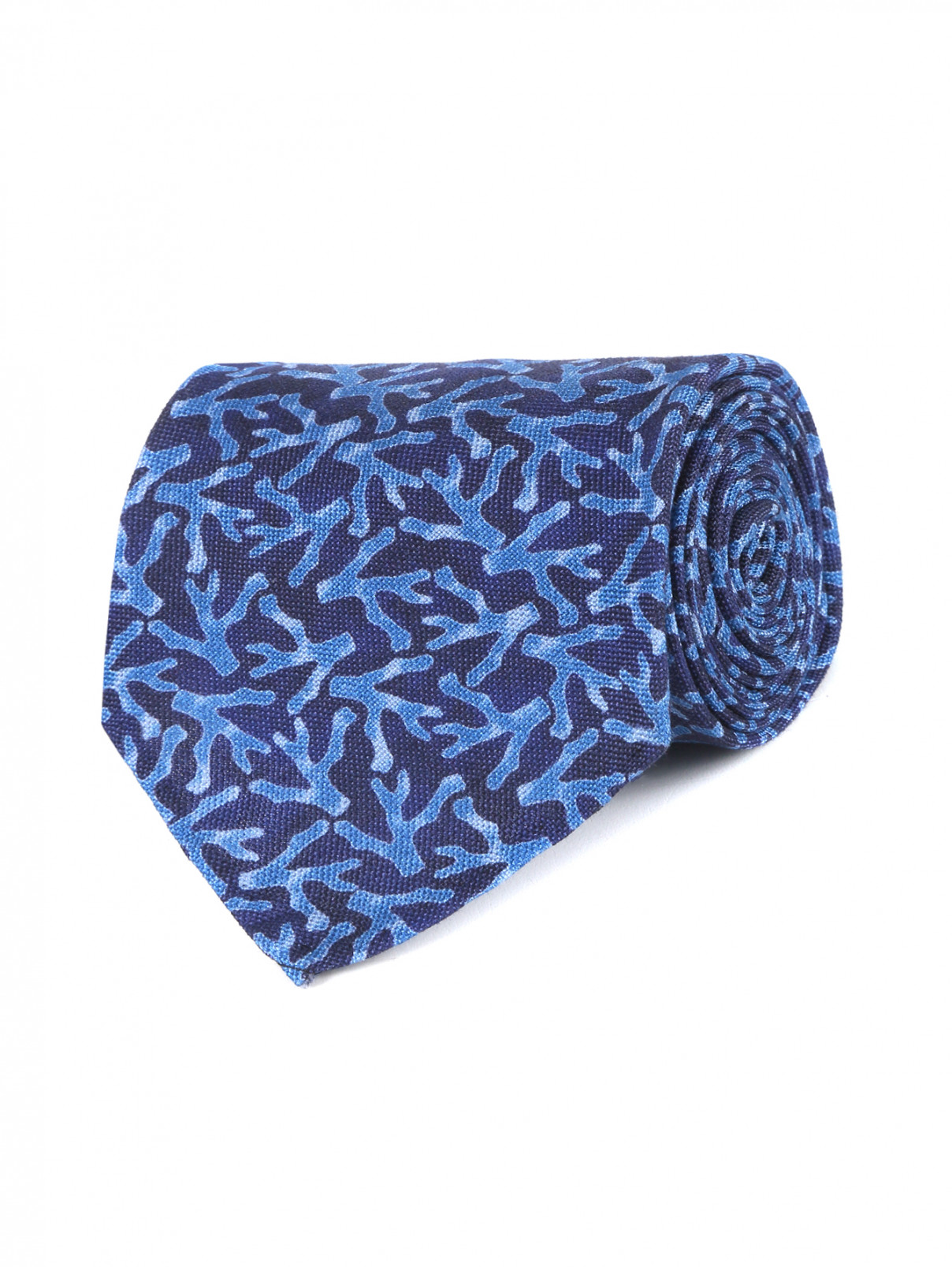Галстук из шелка с узором Isaia  –  Общий вид  – Цвет:  Синий