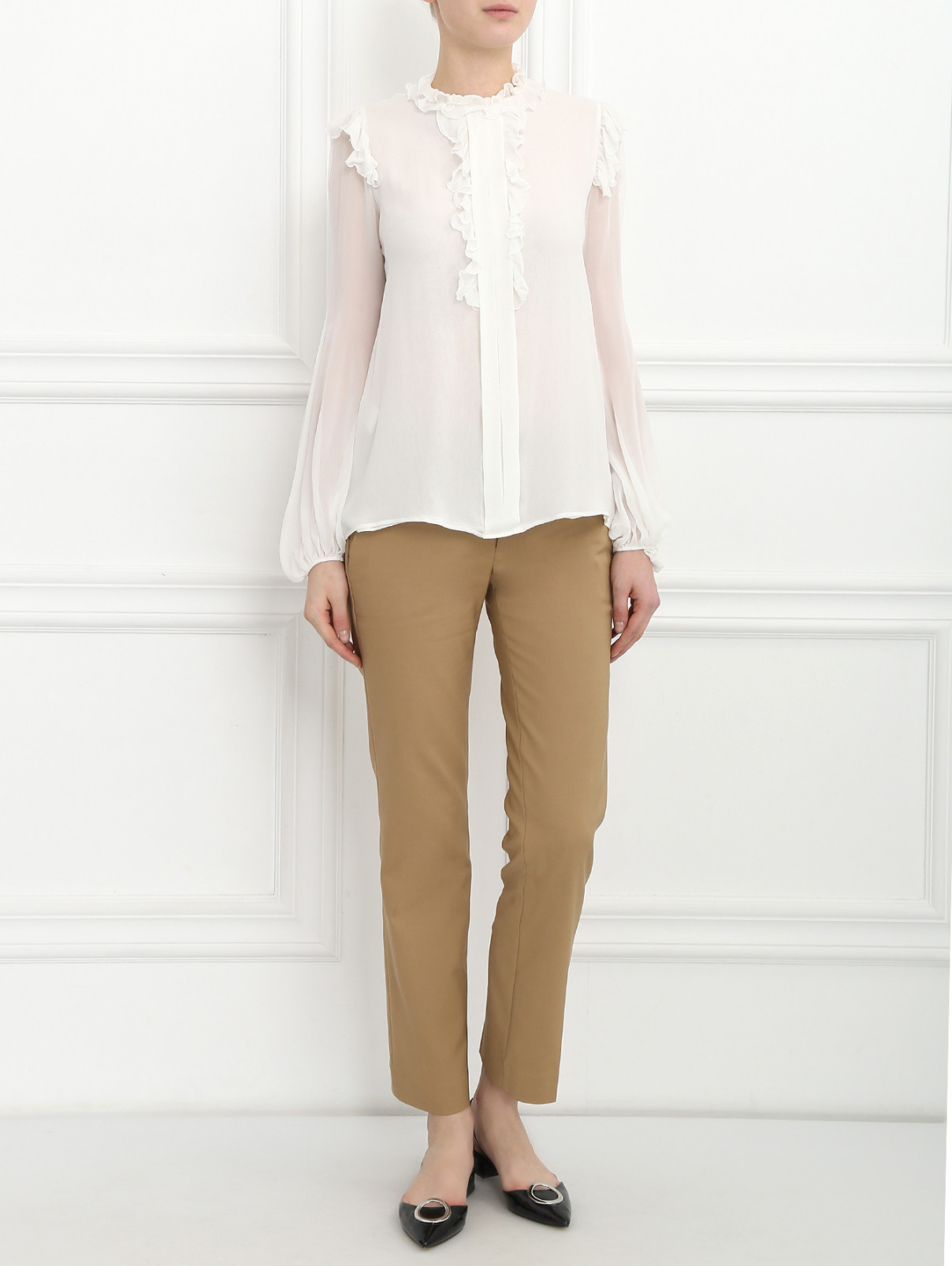 Блуза из шелка свободного кроя Giambattista Valli  –  Модель Общий вид  – Цвет:  Белый