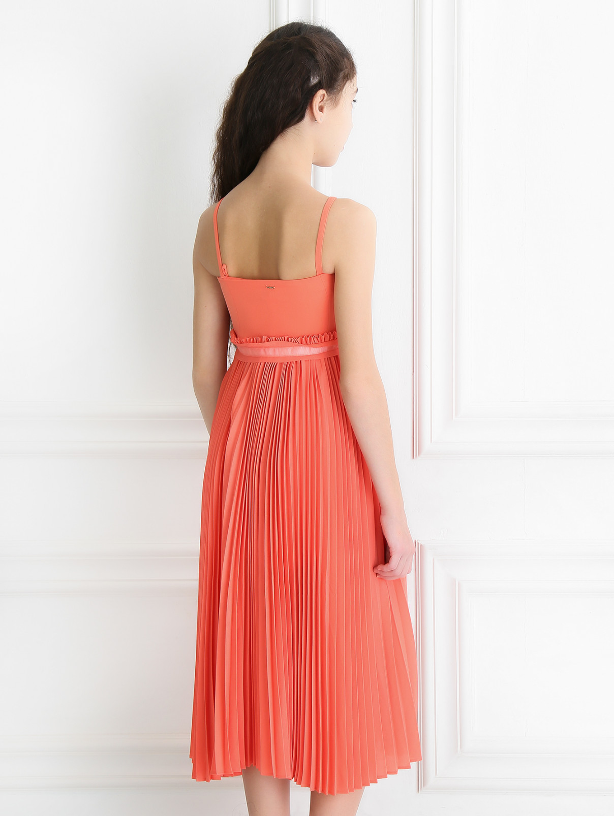 Платье с плиссированной юбкой PINKO  –  Модель Верх-Низ1  – Цвет:  Оранжевый
