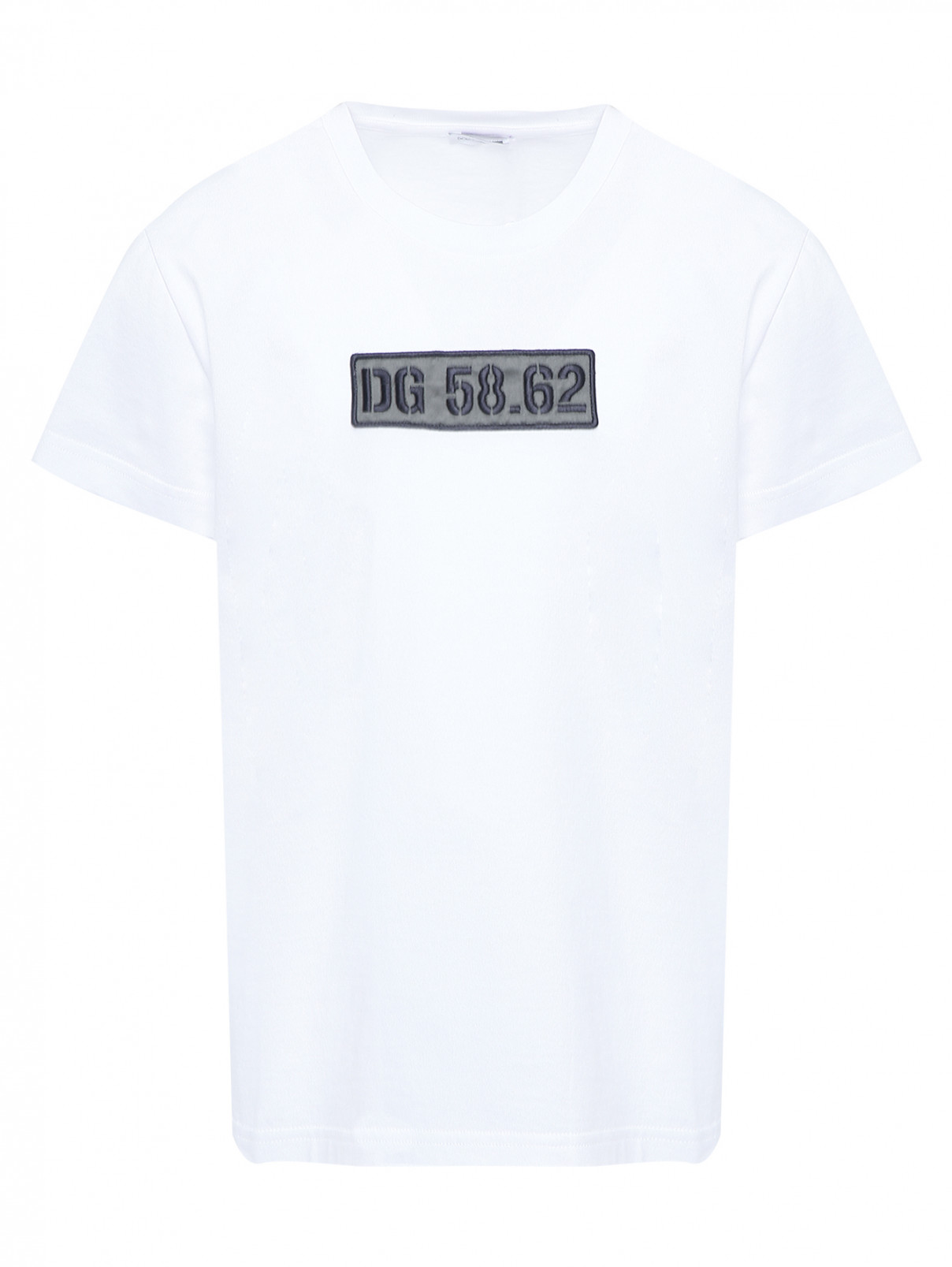 Хлопковая футболка с нашивкой Dolce & Gabbana  –  Общий вид  – Цвет:  Белый