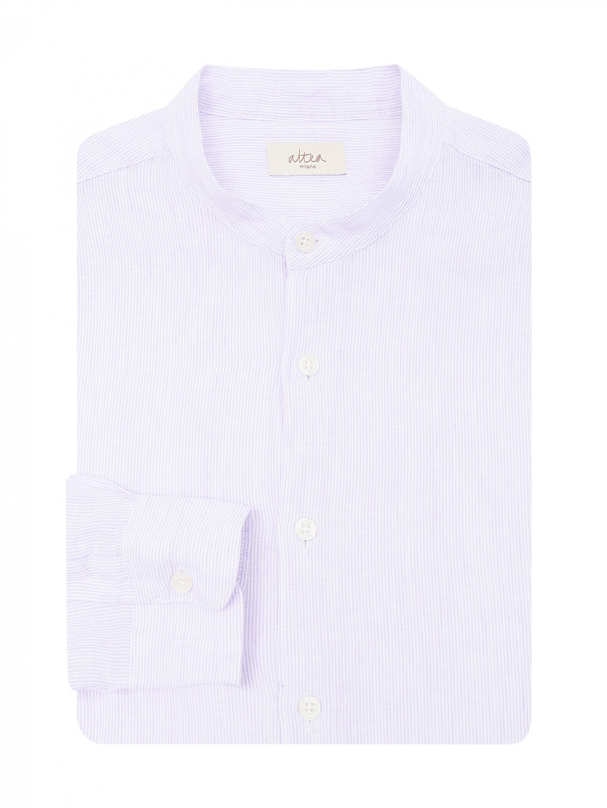 Рубашка из льна с узором полоска Altea  –  Общий вид  – Цвет:  Фиолетовый