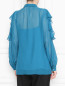 Блуза из полупрозрачного шелка с вырезами и воланами на рукавах Marina Rinaldi  –  МодельВерхНиз1