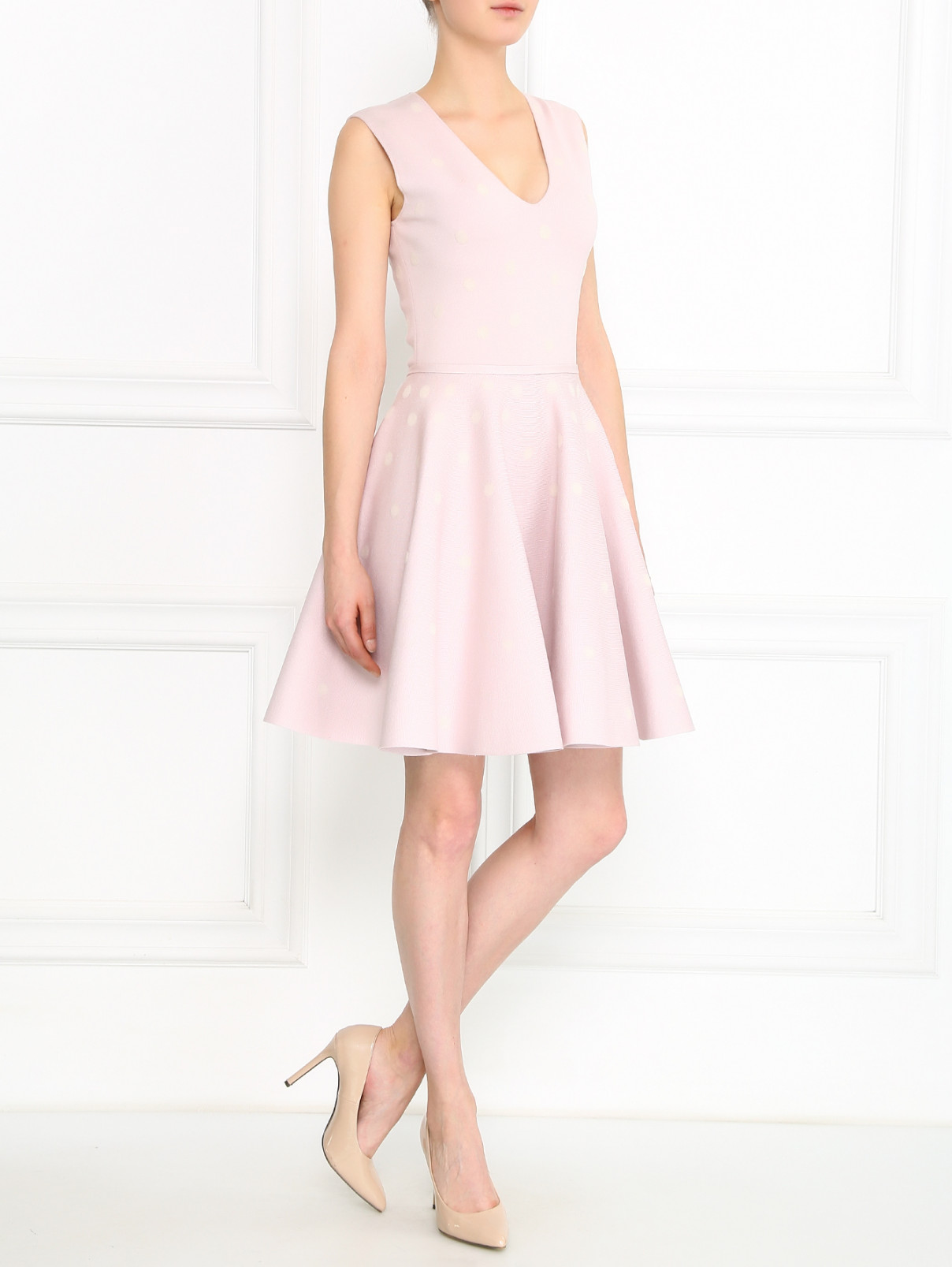 Трикотажное платье с узором "горох" Giambattista Valli  –  Модель Общий вид  – Цвет:  Розовый