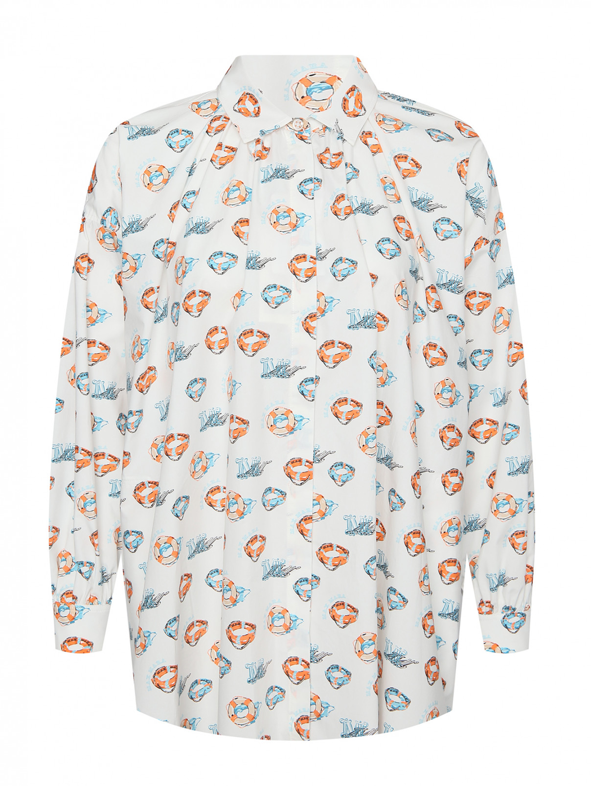 Блуза из хлопка с узором Max Mara  –  Общий вид  – Цвет:  Узор