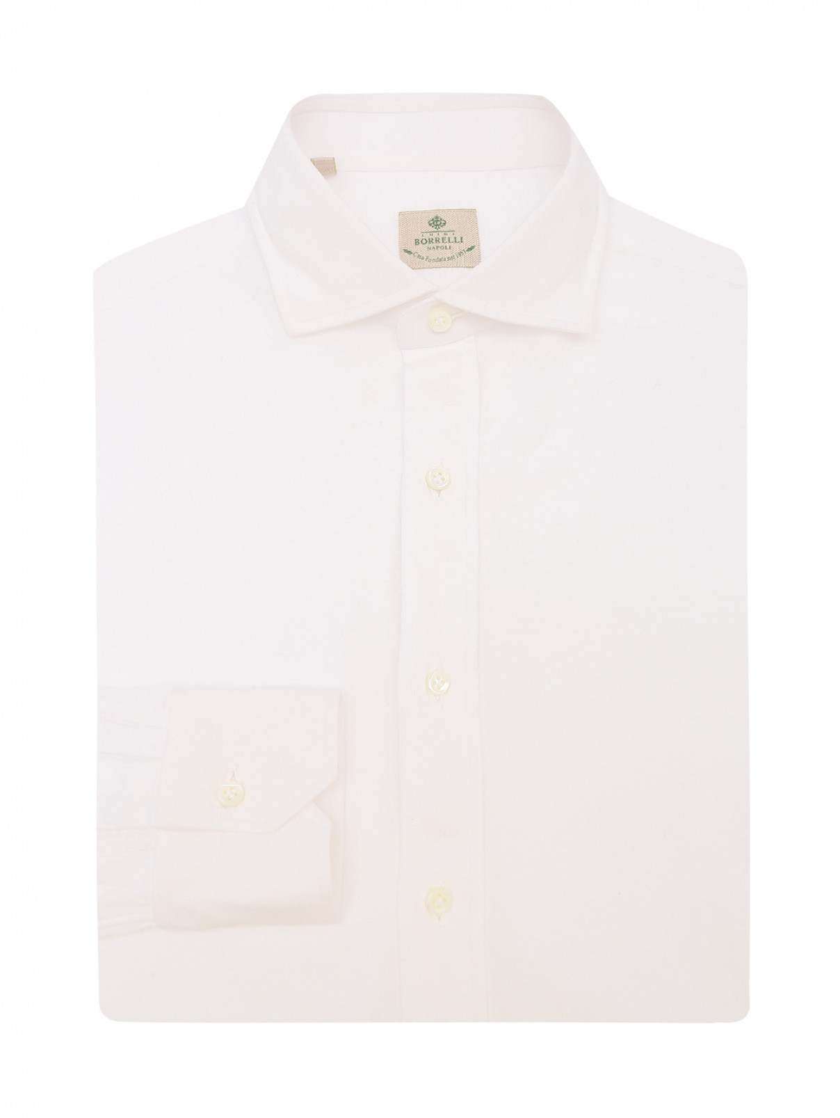 Рубашка из хлопка однотонная Borrelli  –  Общий вид  – Цвет:  Белый