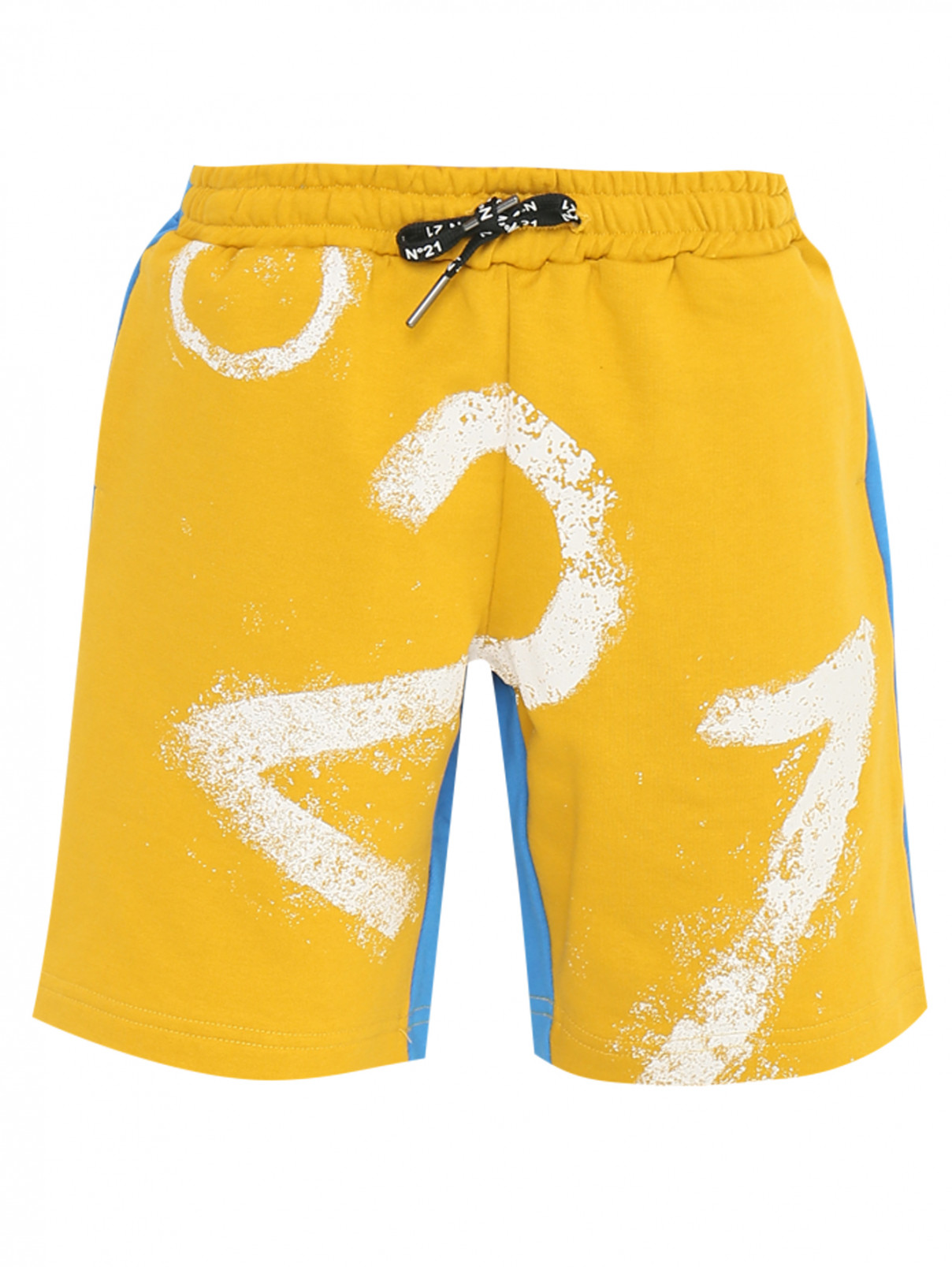 Трикотажные шорты на резинке N21  –  Общий вид  – Цвет:  Желтый