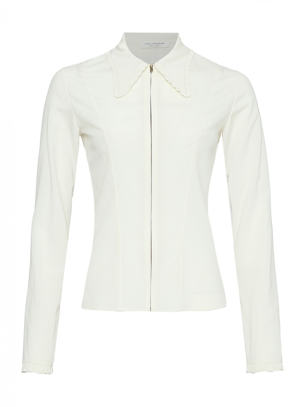 Блуза из смешанного шелка на молнии Philosophy di Lorenzo Serafini  –  Общий вид  – Цвет:  Белый