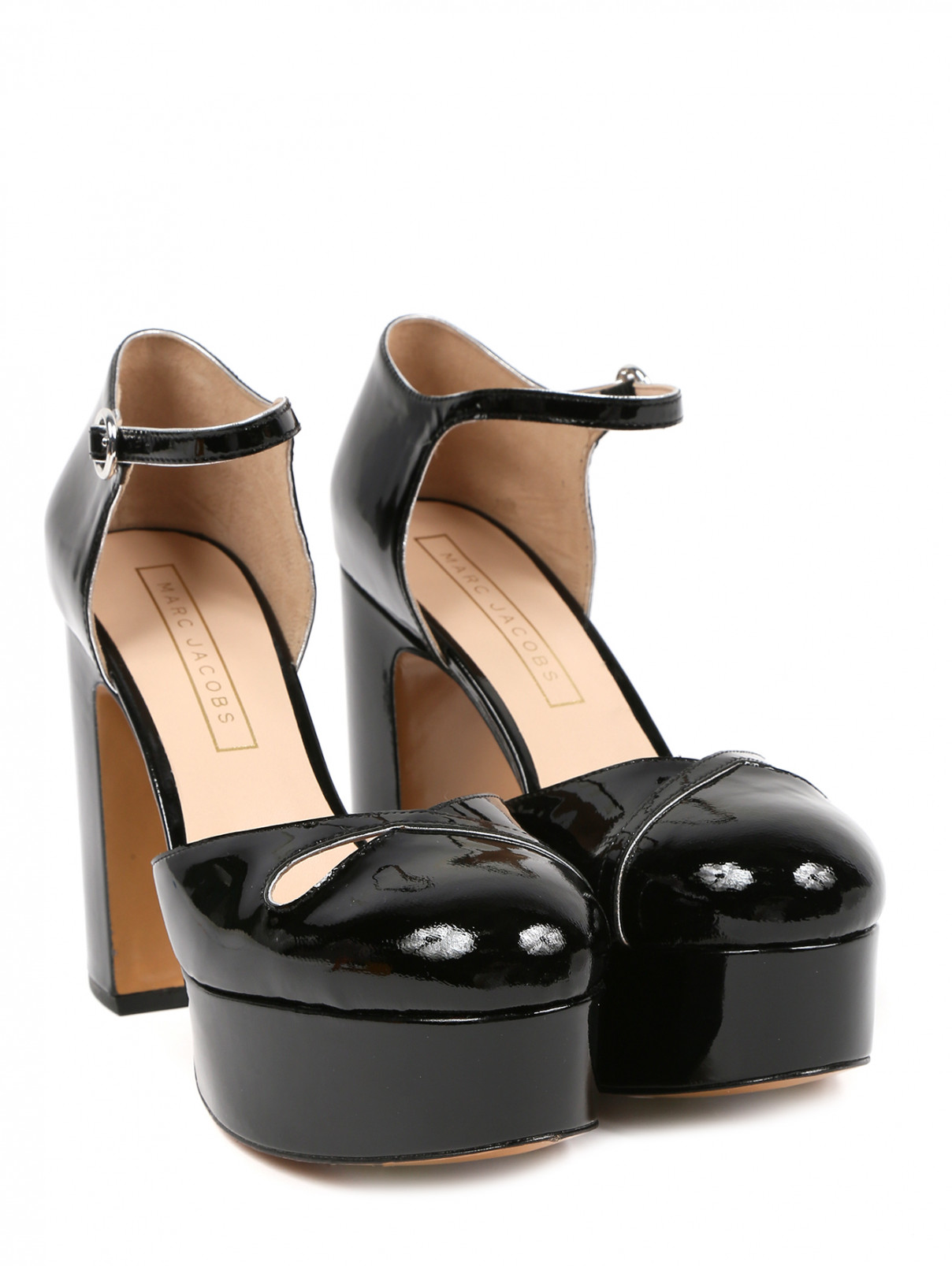 Туфли из лаковой кожи на устойчивом каблуке и платформе Marc Jacobs  –  Общий вид  – Цвет:  Черный