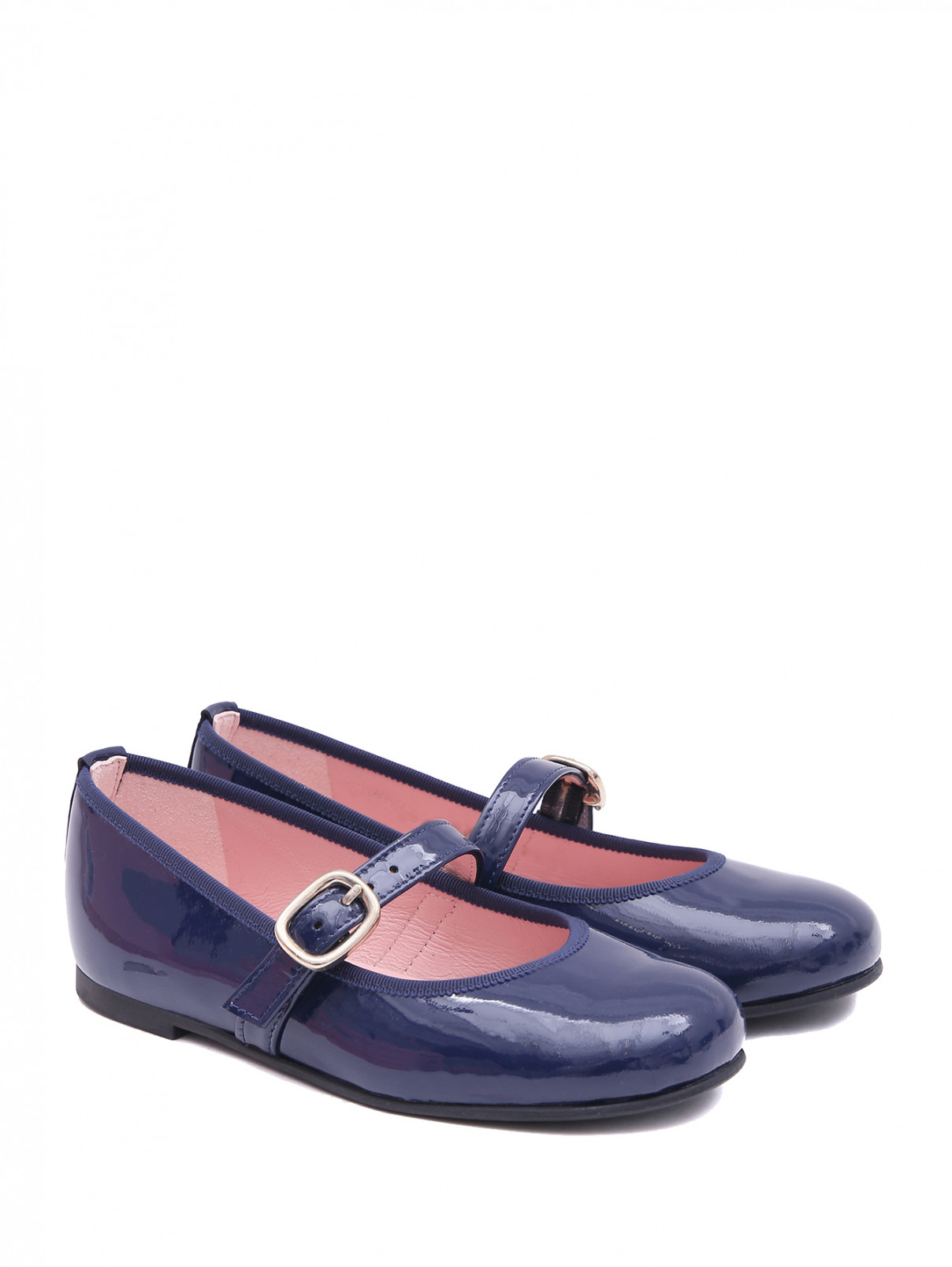 Туфли из лакированной кожи с пряжкой Pretty Ballerinas  –  Общий вид  – Цвет:  Синий