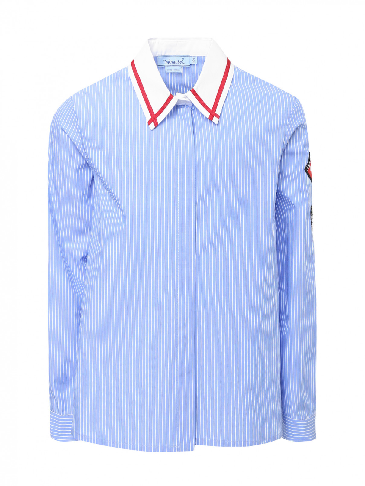 Рубашка из хлопка в полоску MiMiSol  –  Общий вид  – Цвет:  Синий