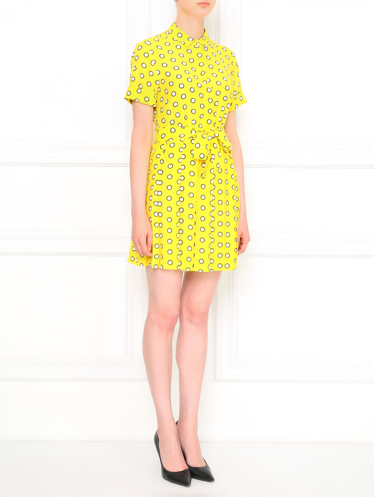 Платье-мини из шелка с узором "горох" Sportmax Code  –  Модель Общий вид  – Цвет:  Желтый