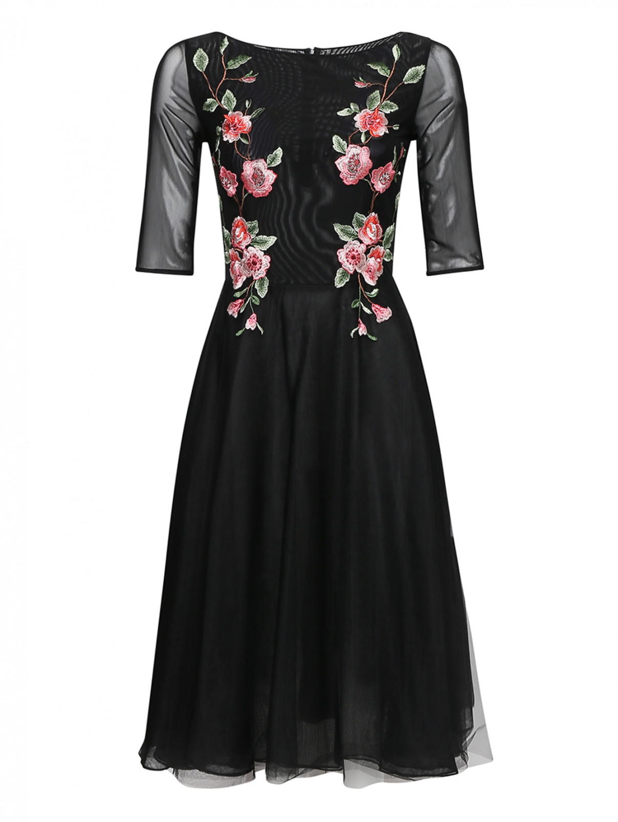 Платье из сетки с вышивкой Daniela de Souza  –  Общий вид  – Цвет:  Черный