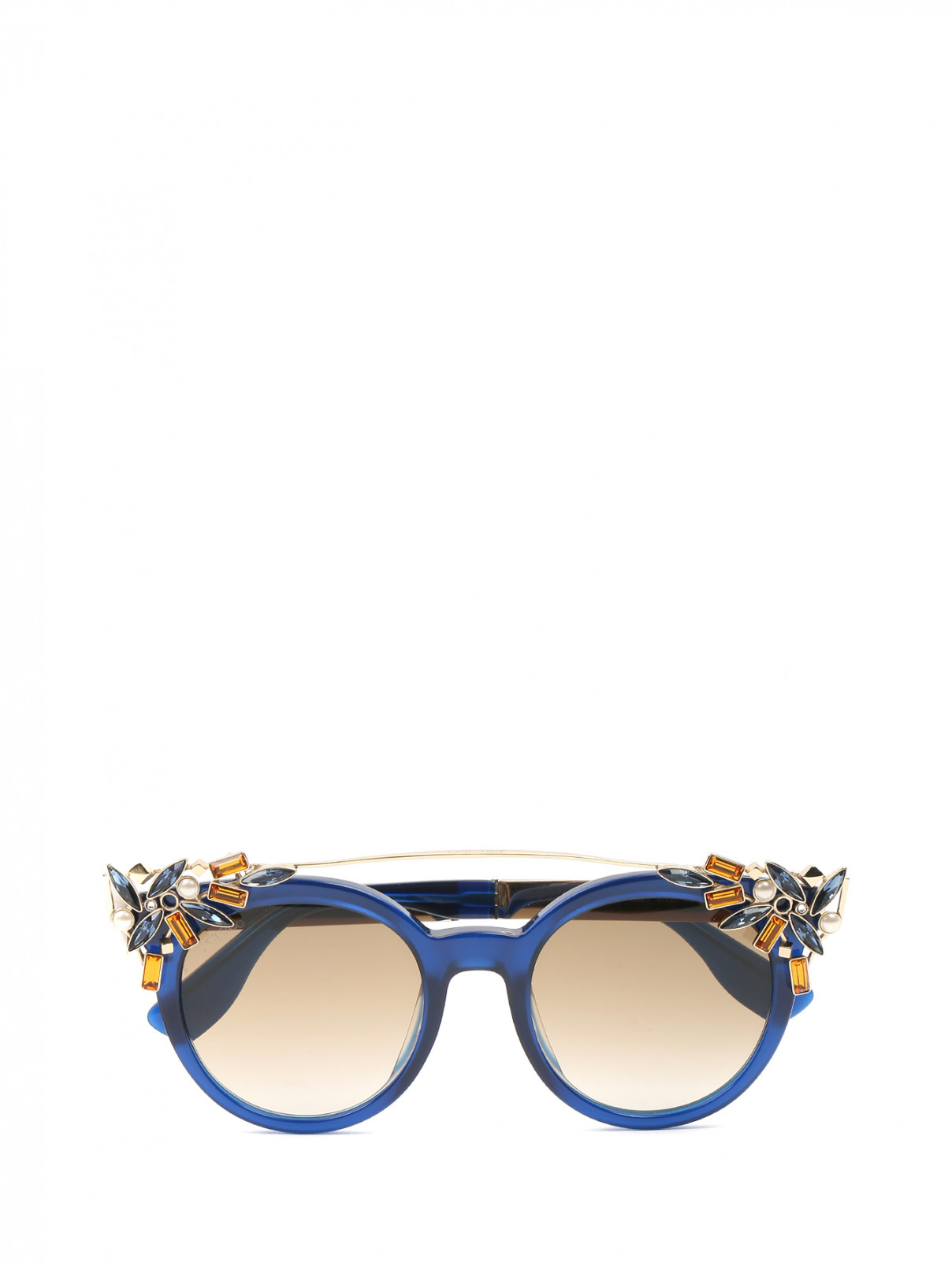 Солнцезащитные очки декорированные кристаллами Jimmy Choo  –  Общий вид  – Цвет:  Синий