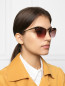 Солнцезащитные очки в оправе из металла с узором Miu Miu  –  МодельОбщийВид