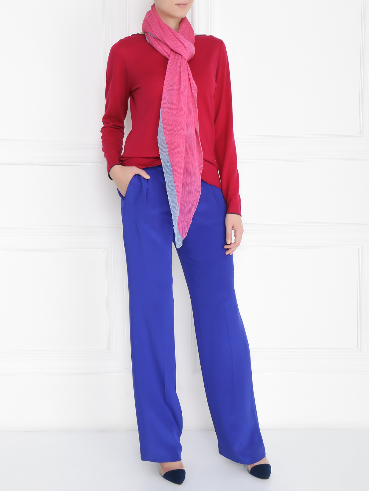 Легкий шарф из фактурной ткани Emporio Armani  –  Модель Общий вид  – Цвет:  Мультиколор