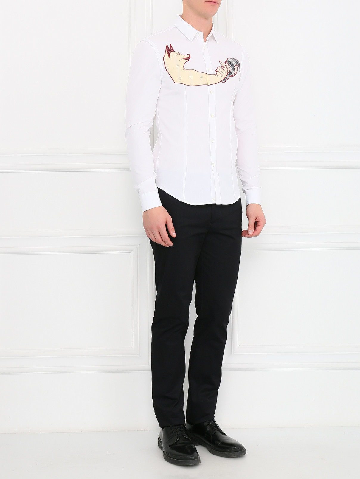 Рубашка из хлопка с аппликацией Antonio Marras  –  Модель Общий вид  – Цвет:  Белый