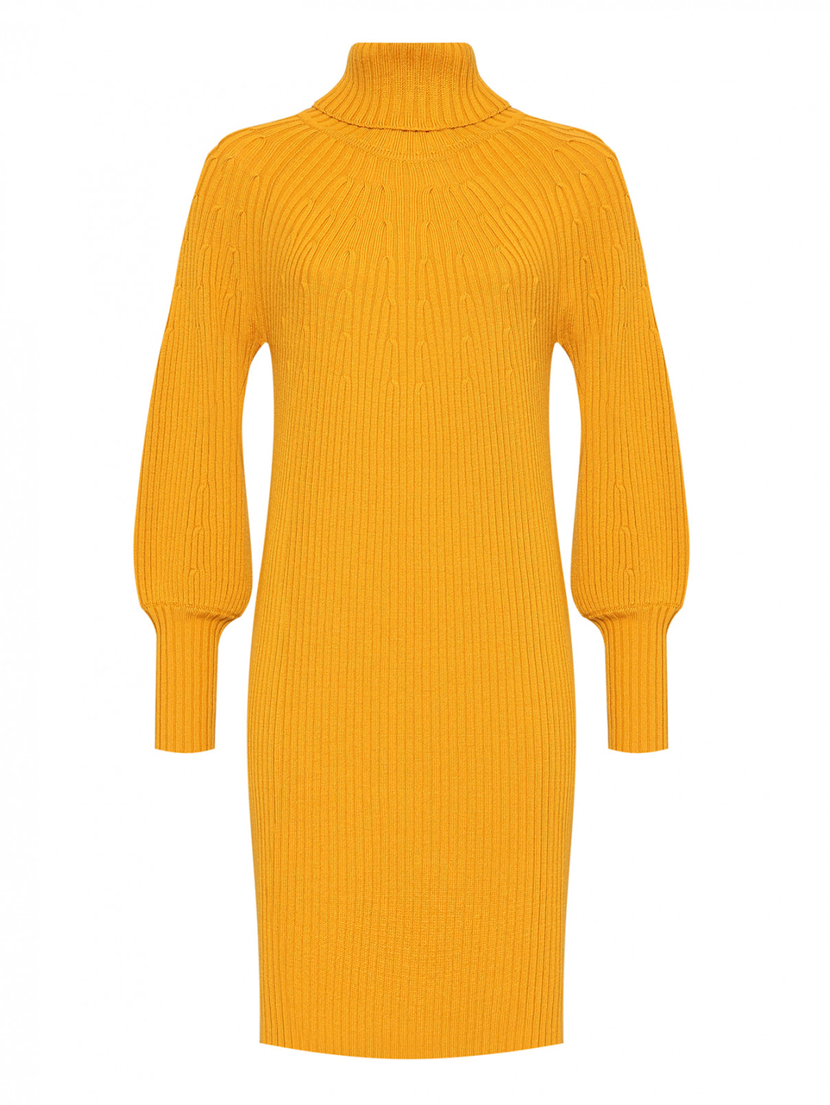 Платье-свитер из чистой шерсти Luisa Spagnoli  –  Общий вид  – Цвет:  Оранжевый