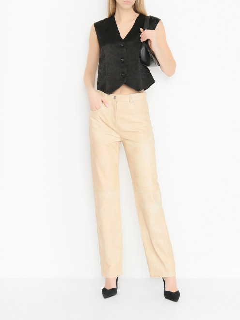 Брюки из кожи прямого кроя Sportmax - МодельОбщийВид
