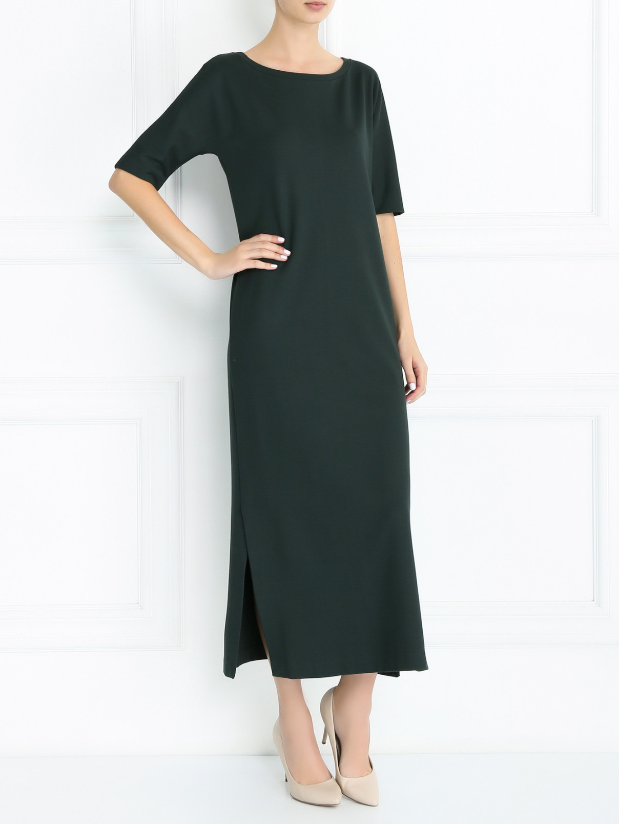 Платье трикотажное с короткими рукавами Weekend Max Mara  –  Модель Общий вид  – Цвет:  Зеленый