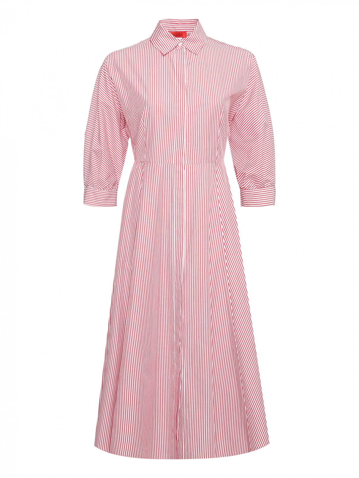 Платье-рубашка с узором полоска Max&Co  –  Общий вид  – Цвет:  Узор