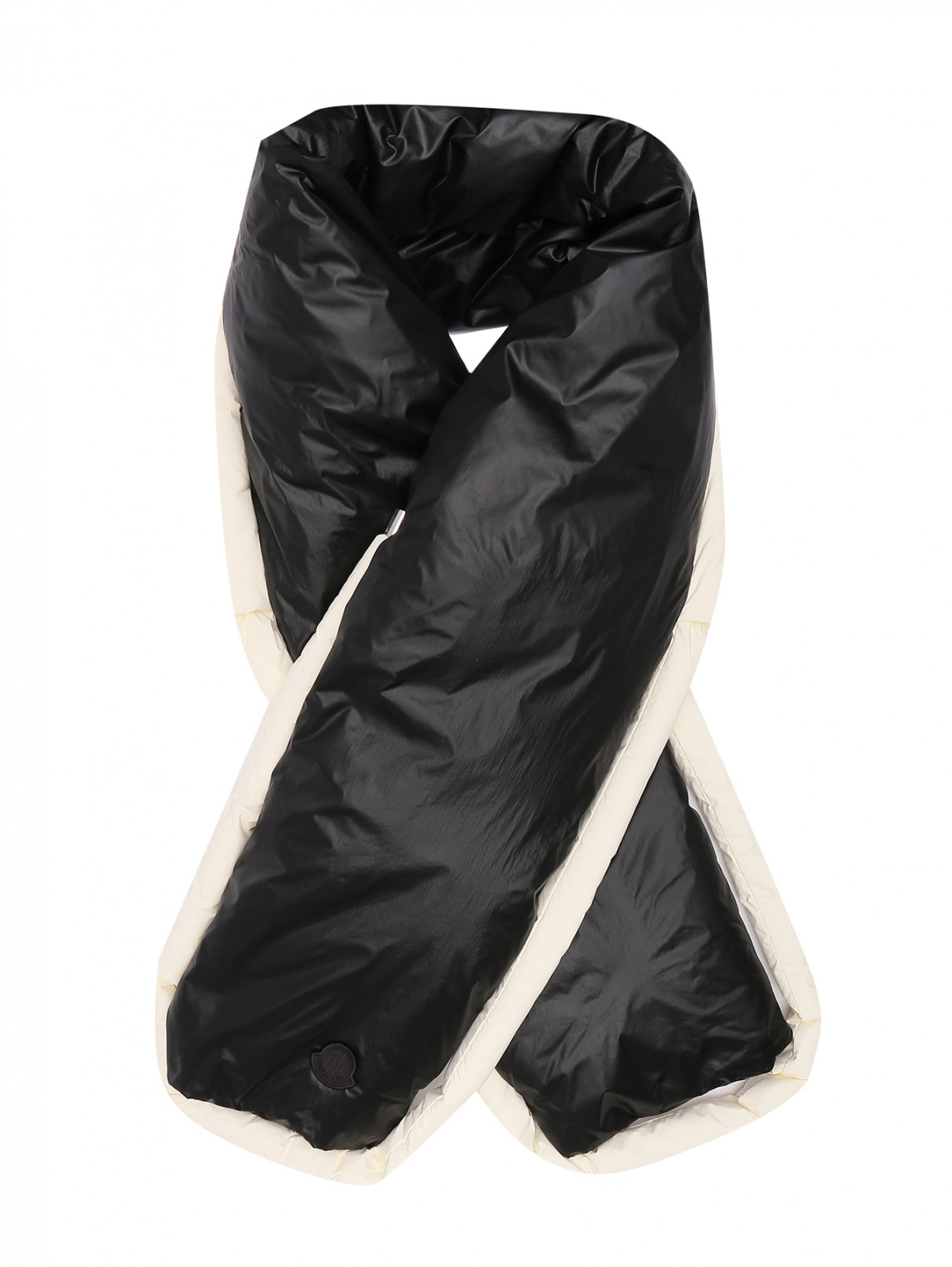 Стеганый шарф с контрастной отделкой Moncler  –  Общий вид  – Цвет:  Черный