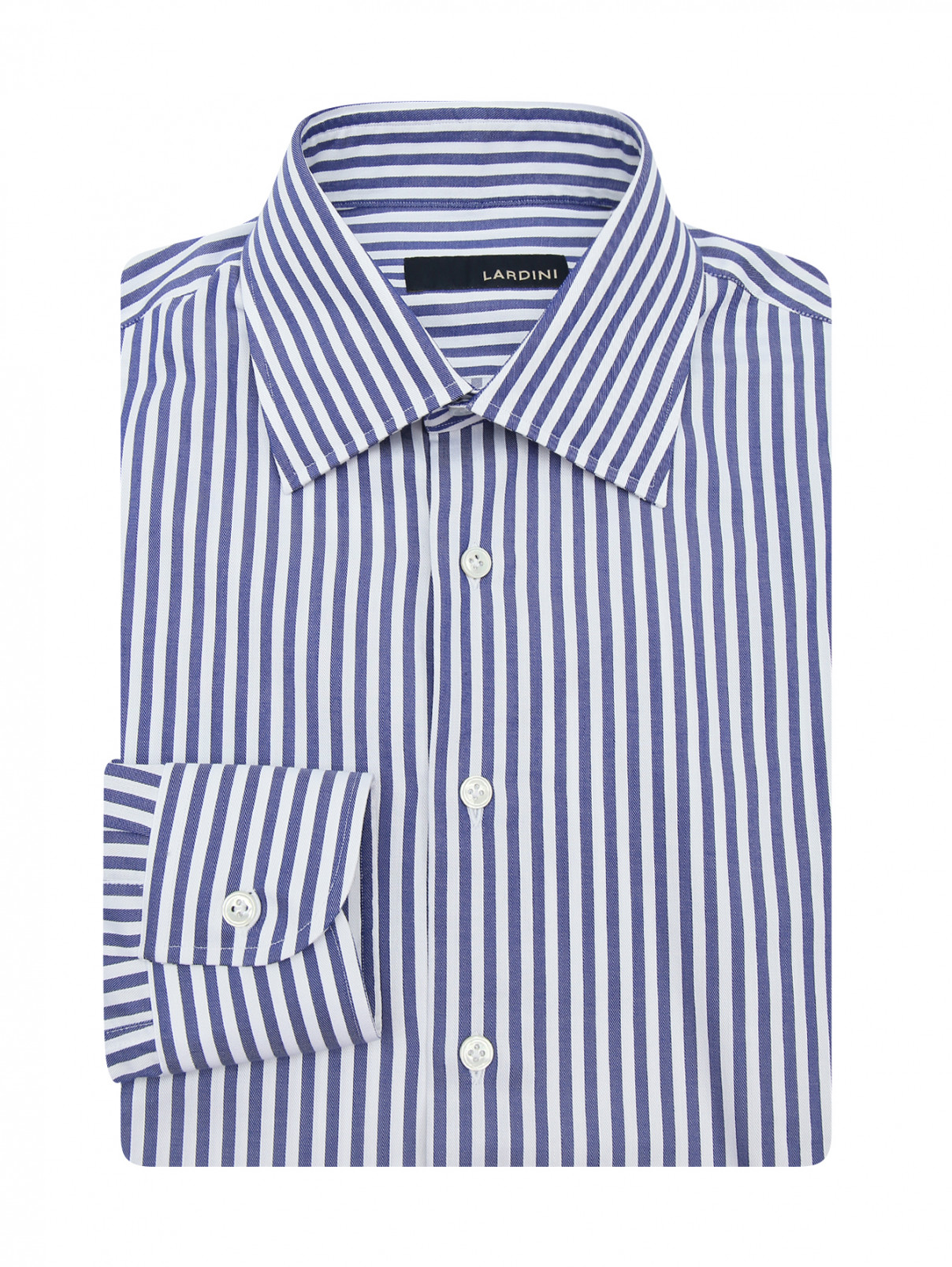 Рубашка из хлопка с узором "полоска" LARDINI  –  Общий вид  – Цвет:  Узор