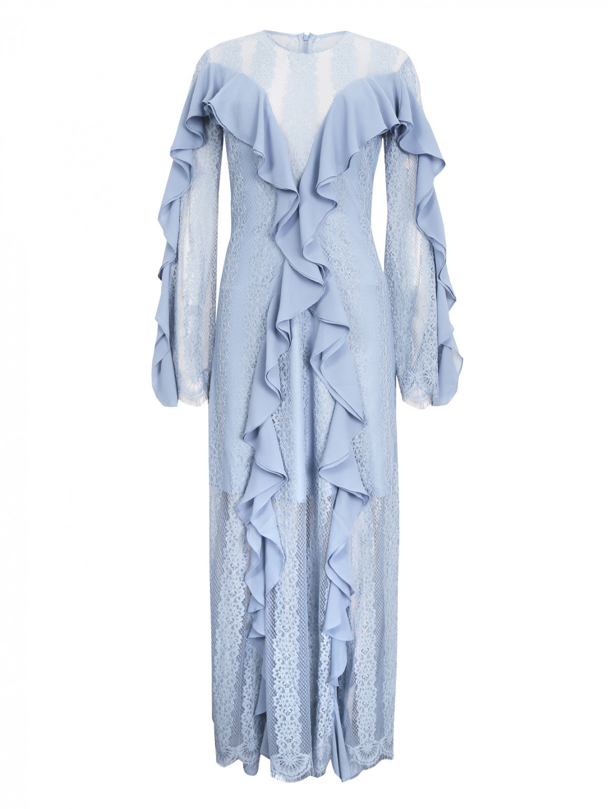 Платье из кружева с рюшами Keepsake  –  Общий вид  – Цвет:  Синий