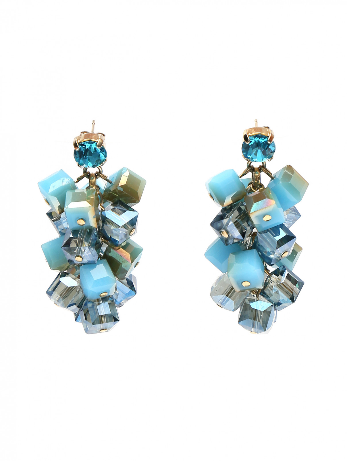 Серьги с подвесками из кристаллов Etro  –  Общий вид  – Цвет:  Синий