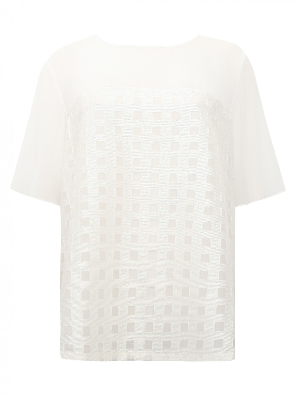 Блуза из фактурной ткани Persona by Marina Rinaldi  –  Общий вид  – Цвет:  Белый