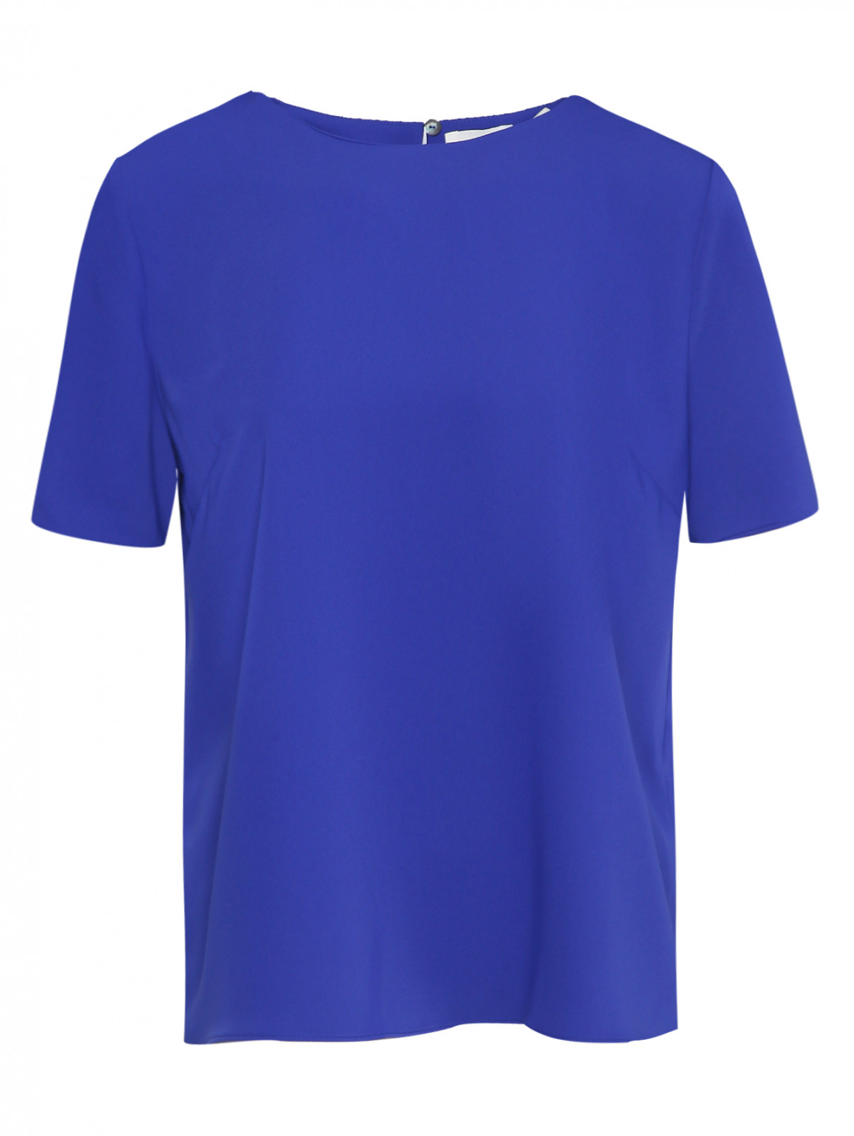 Однотонная блуза с короткими рукавами P.A.R.O.S.H.  –  Общий вид  – Цвет:  Синий