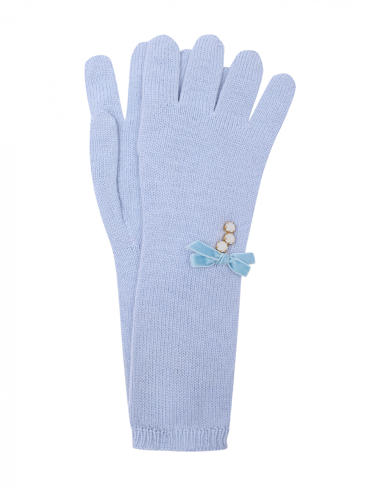 перчатки трикотажные из шерсти с декором IL Trenino  –  Общий вид  – Цвет:  Синий