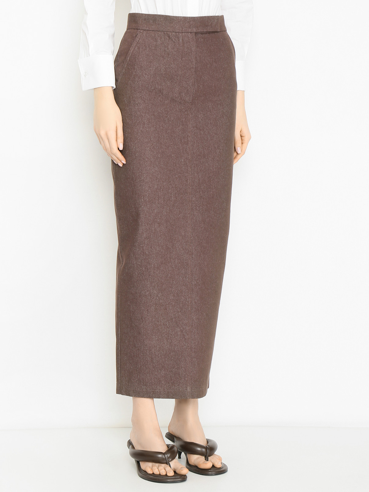 Юбка-макси из плотного хлопка Max Mara  –  МодельВерхНиз  – Цвет:  Коричневый