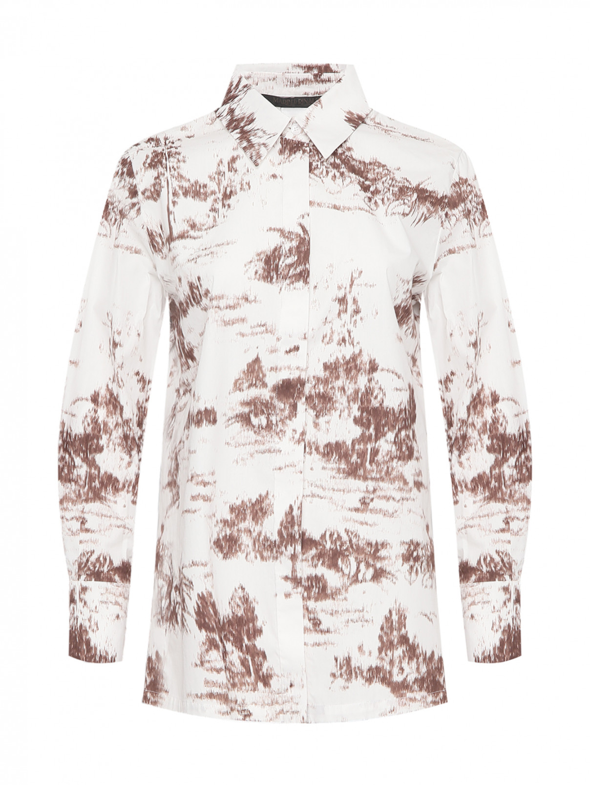 Блуза из хлопка с боковыми разрезами Marina Rinaldi  –  Общий вид  – Цвет:  Белый