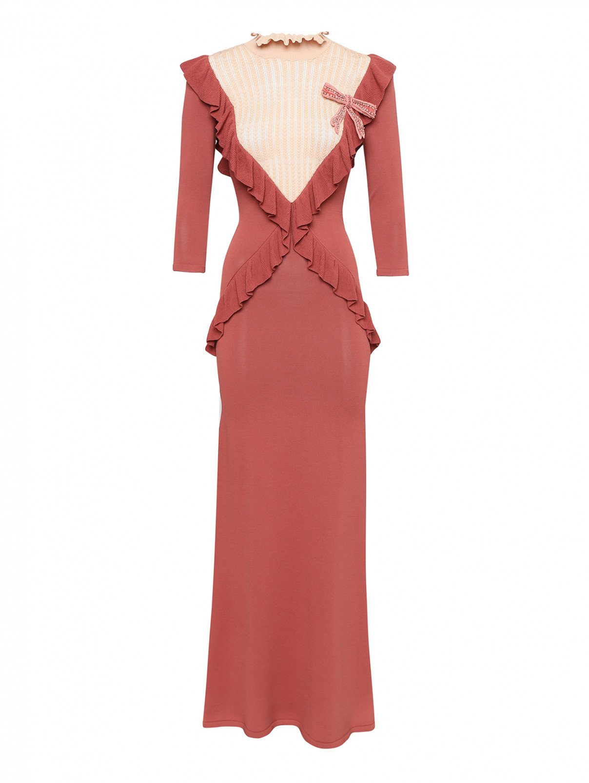 Платье трикотажное из вискозы Elisabetta Franchi  –  Общий вид  – Цвет:  Розовый