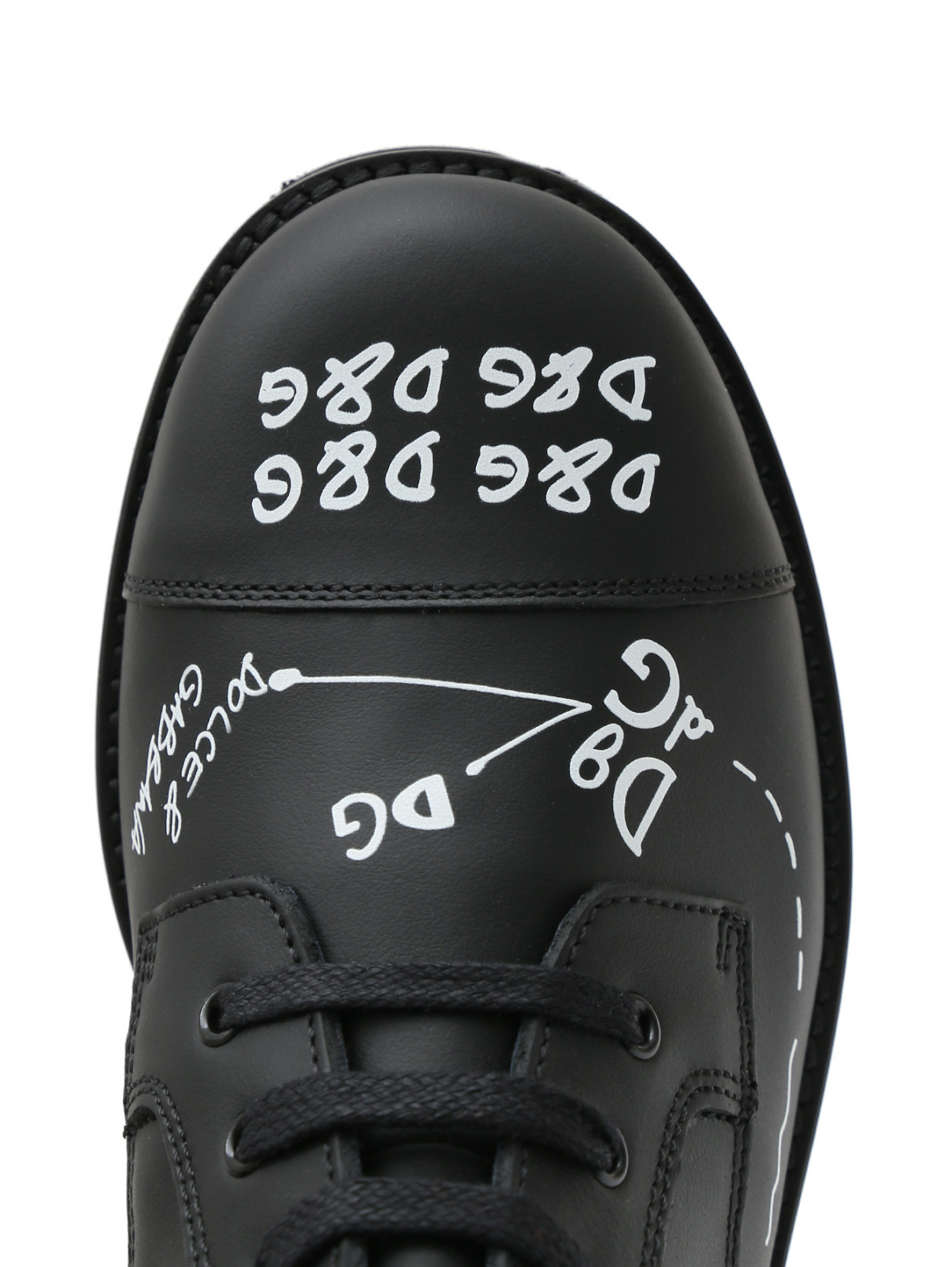Кожаные ботинки с принтом Dolce & Gabbana  –  Обтравка3  – Цвет:  Черный