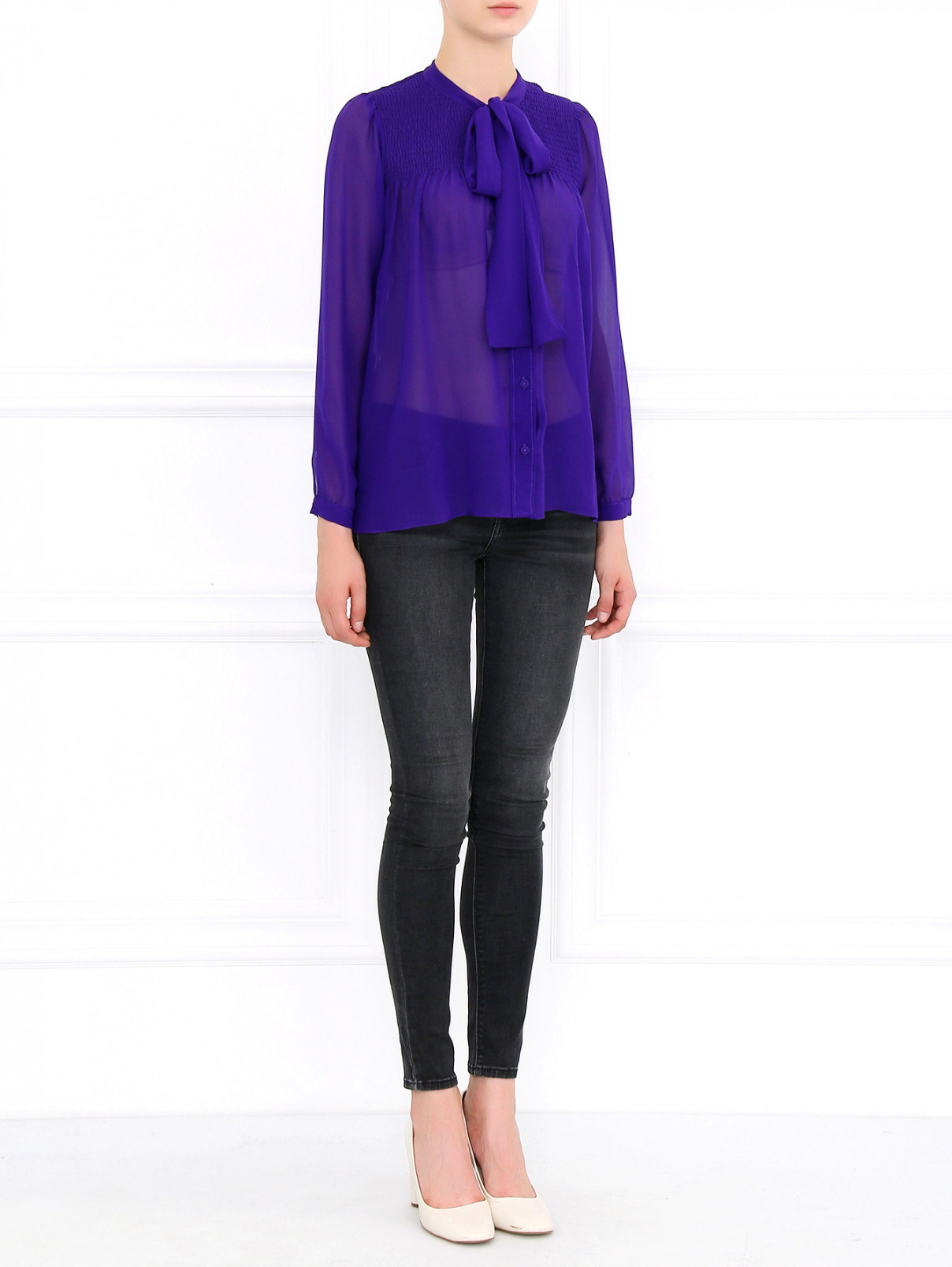 Блуза из шелка Moschino Cheap&Chic  –  Модель Общий вид  – Цвет:  Фиолетовый