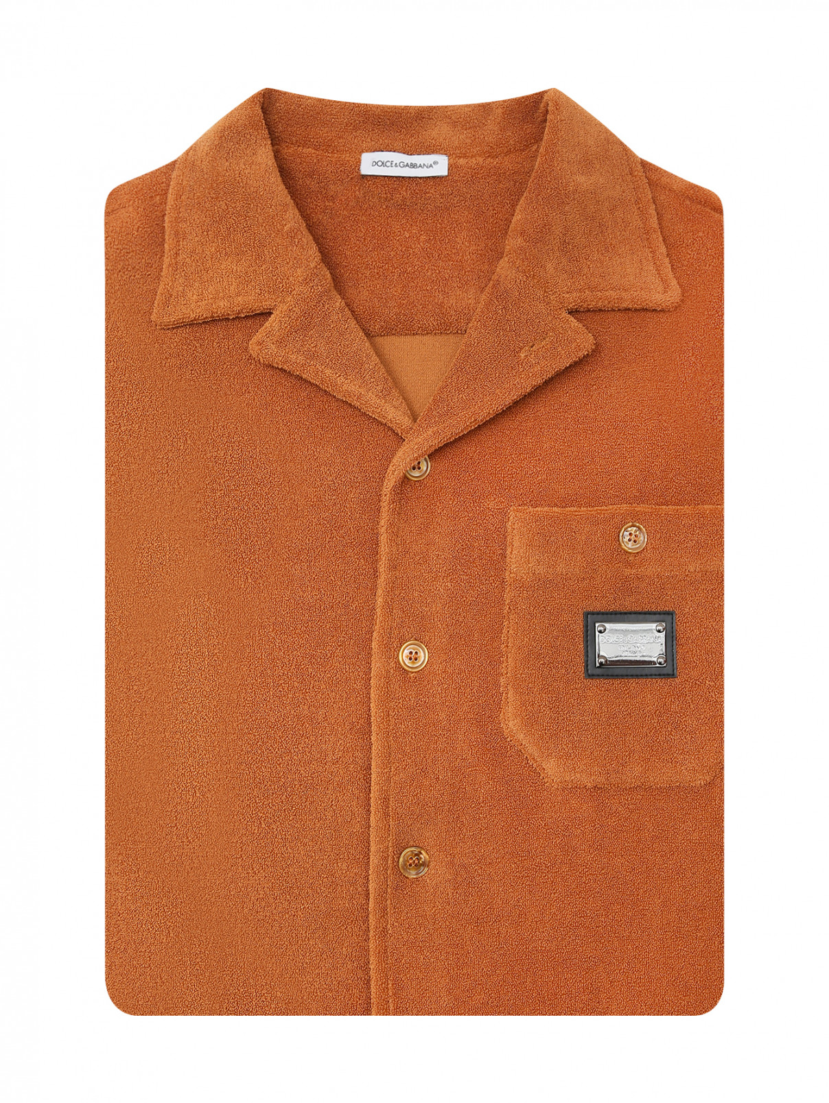 Рубашка из фактурного хлопка Dolce & Gabbana  –  Общий вид  – Цвет:  Оранжевый