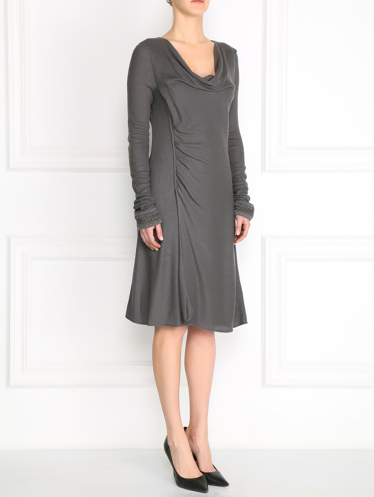 Платье с драпировкой Emporio Armani  –  Модель Общий вид  – Цвет:  Серый