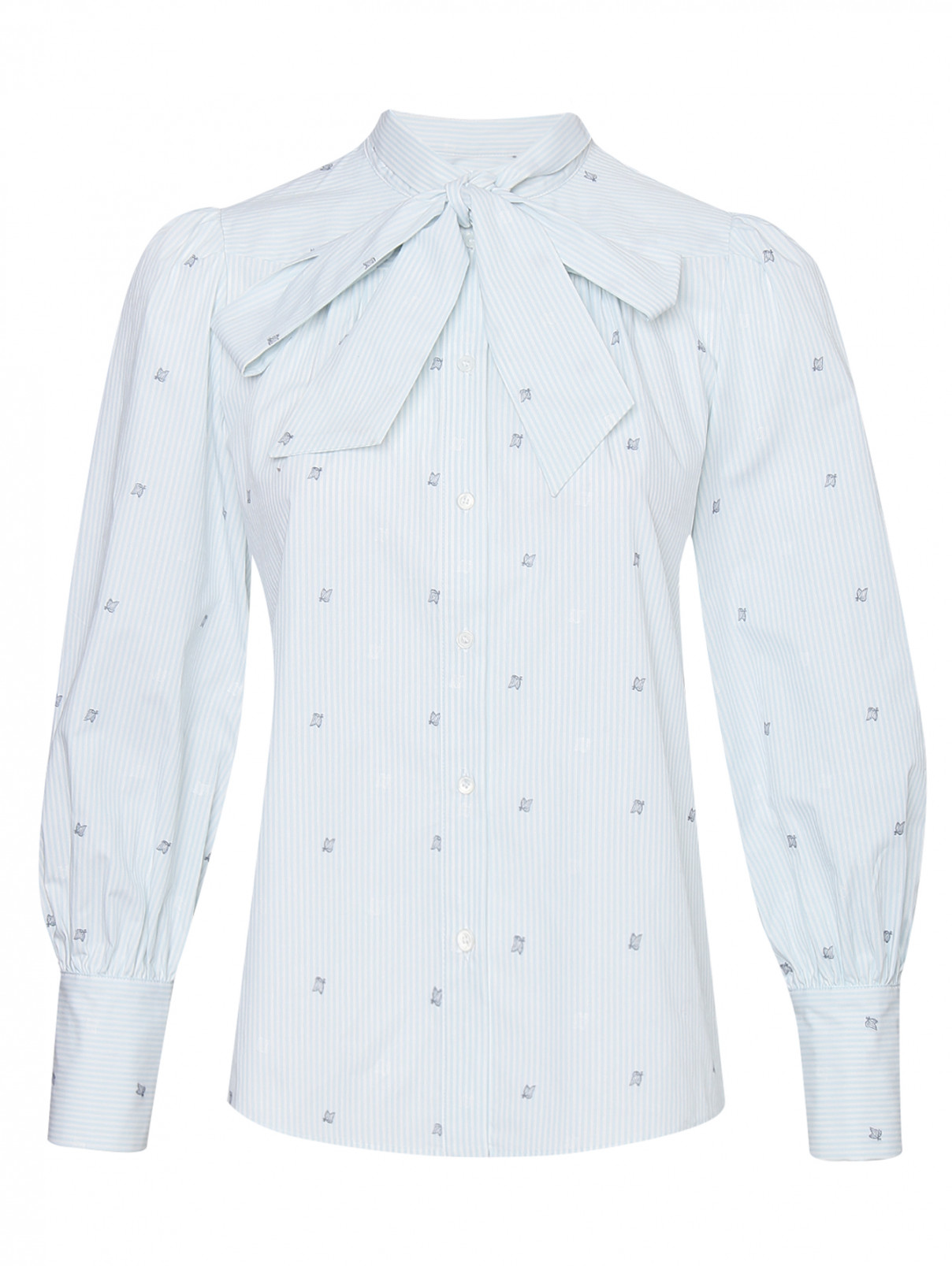 Блуза из хлопка с узором полоска Max&Co  –  Общий вид  – Цвет:  Синий