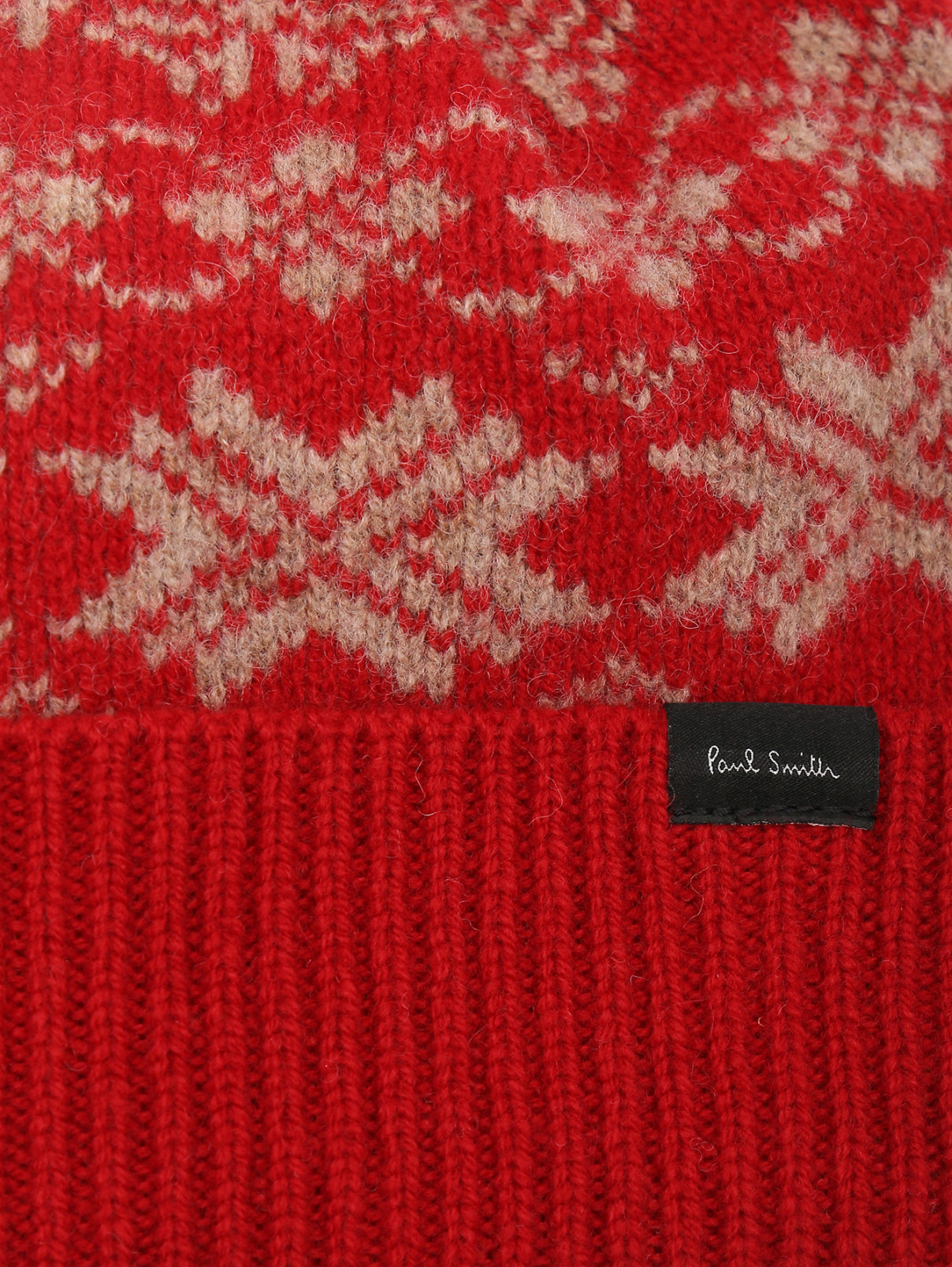 Шапка из шерсти с узором Paul Smith  –  Деталь  – Цвет:  Красный