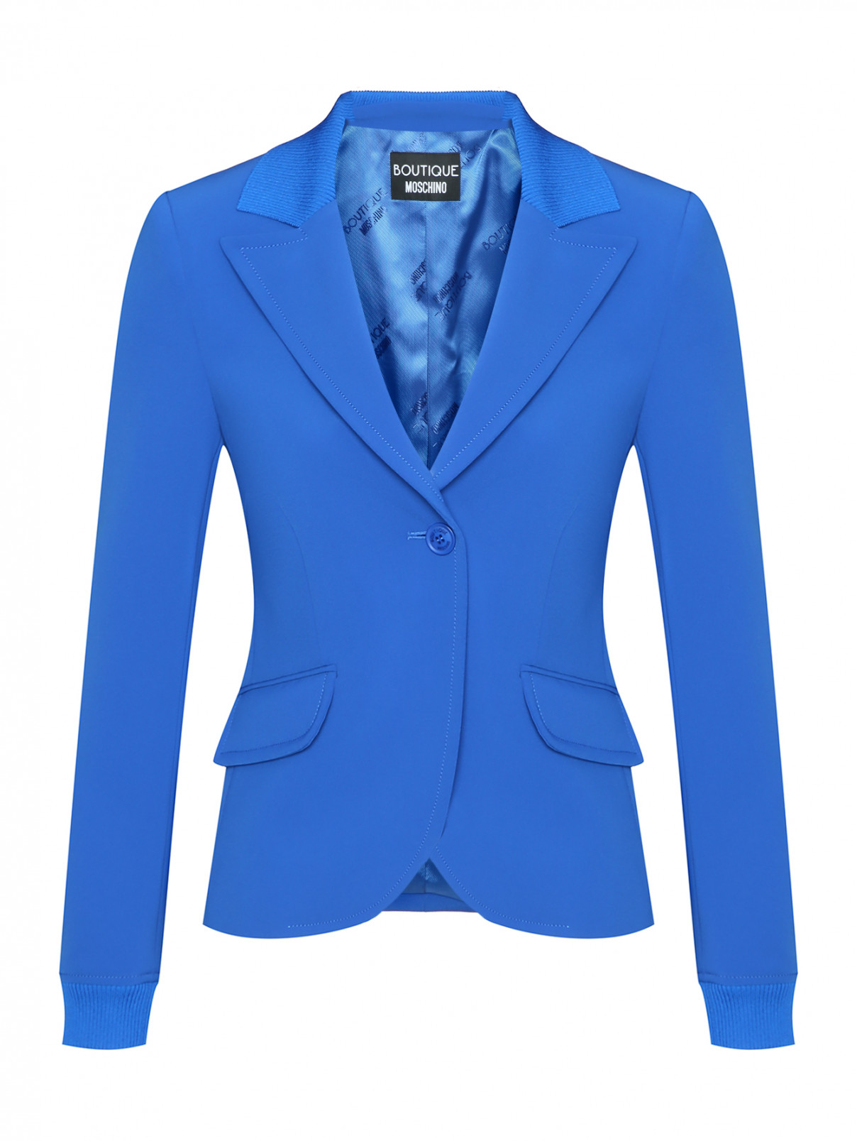Однобортный жакет с карманами Moschino Boutique  –  Общий вид  – Цвет:  Синий