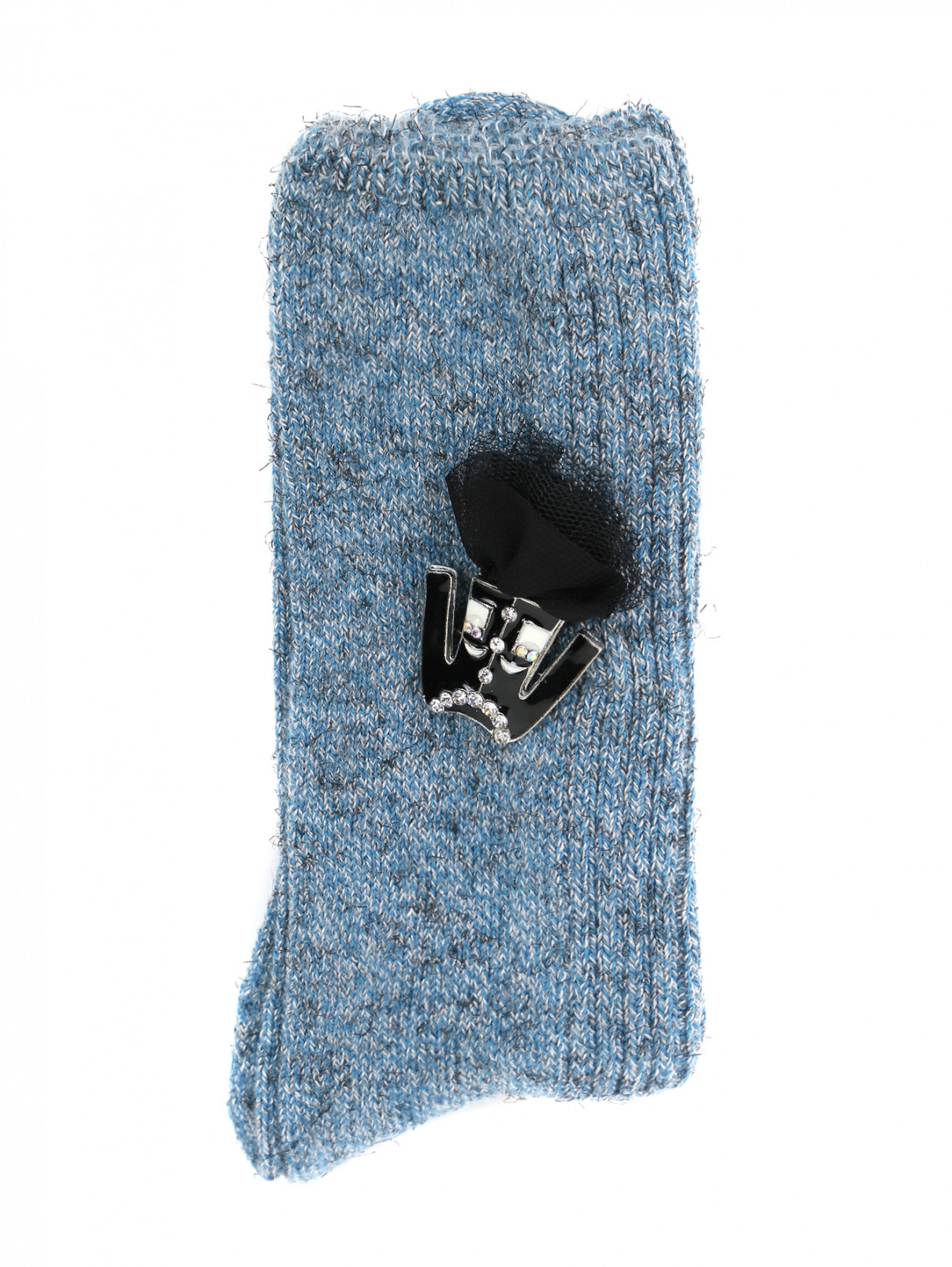 Носки из хлопка с аппликацией ALTO MILANO  –  Общий вид  – Цвет:  Синий