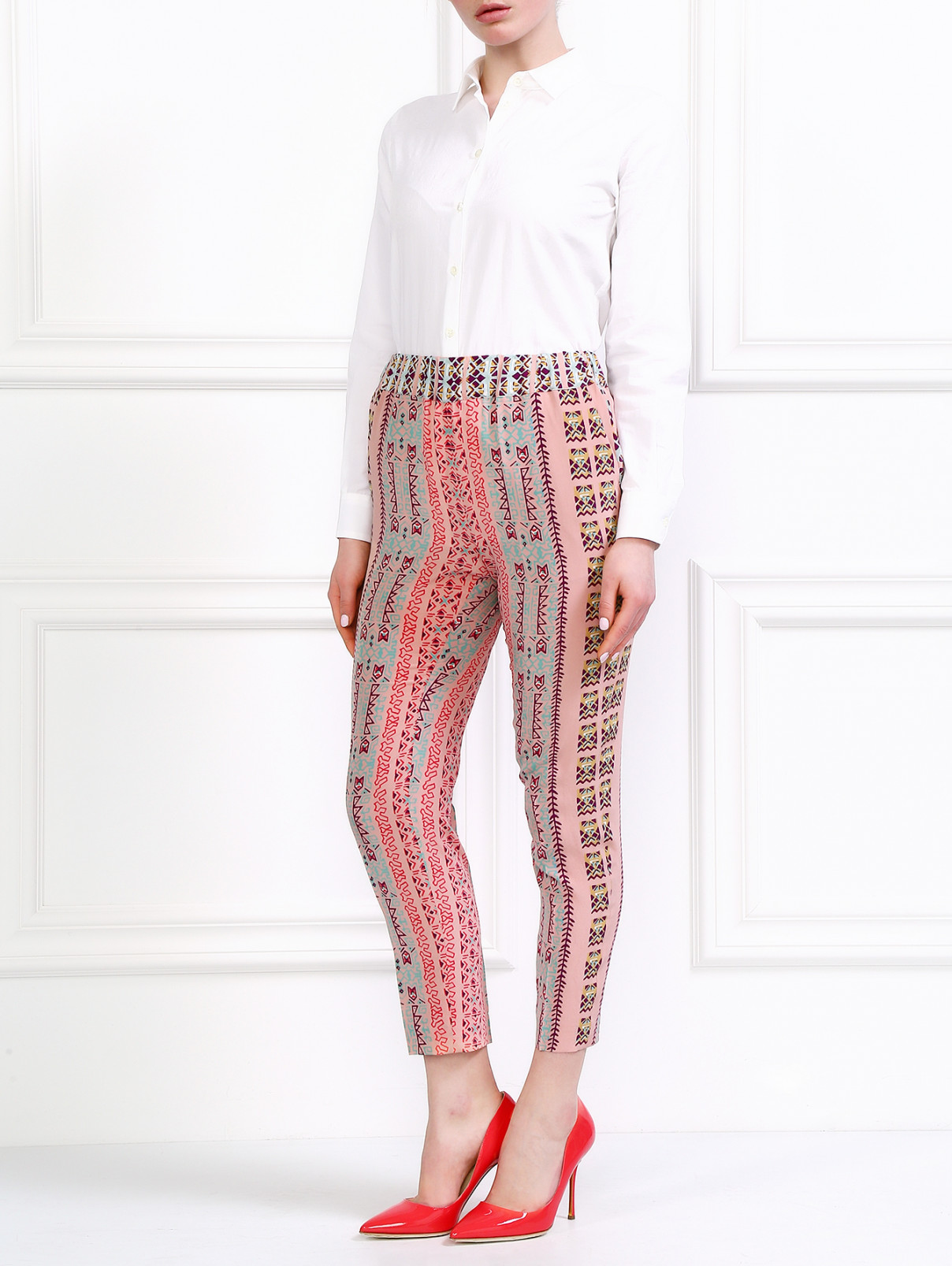 Шелковые брюки с карманами Etro  –  Модель Общий вид  – Цвет:  Розовый